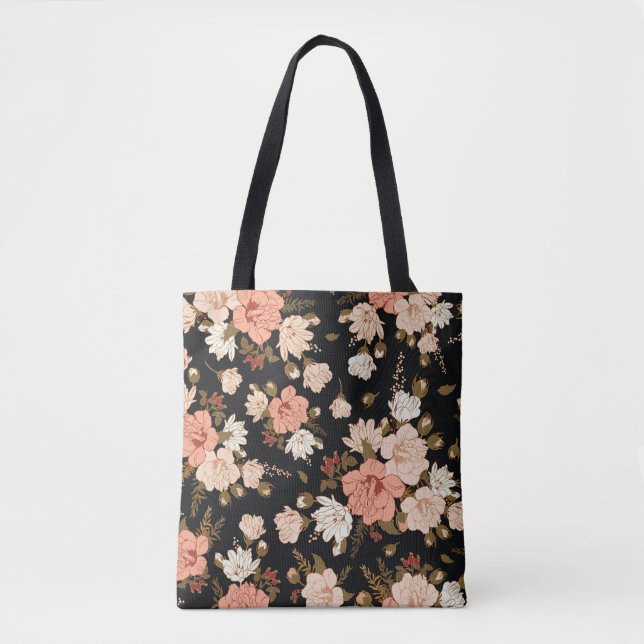 Bolsa Tote Hibiscus Floral: Design de padrão sem costura (Frente)
