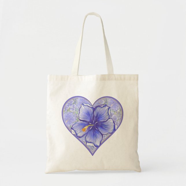 Bolsa Tote Hibiscus & lace BLUE (Frente)