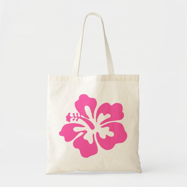 Bolsa Tote Hibiscus Pink Tropical Flower Floral Blogue (Frente)