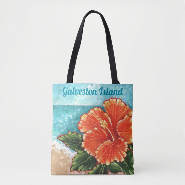 Bolsa Tote "Hibiscus sacola feita sob encomenda pela praia" (Frente)