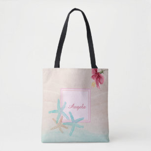 Bolsa Tote Hibiscus Sea stars Beach