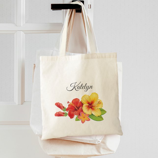 Bolsa Tote Hibiscus Tropical Floral Bridesmaid (Hibiscus Tropical Floral Bridesmaid Tote Bag)