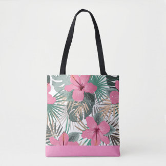 Bolsa Tote Hibiscus Tropical Pink Lush