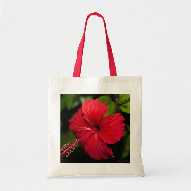 Bolsa Tote Hibiscus vermelho brilhante (Frente)