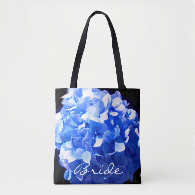 Bolsa Tote Hídrangas azuis-florais elegantes-de-cobalto (Frente)