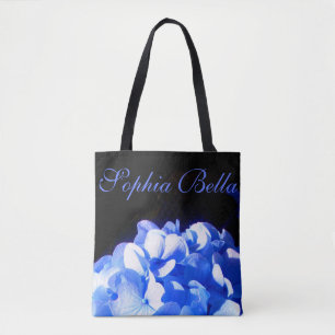 Bolsa Tote Hídrangas azuis-florais elegantes-de-cobalto