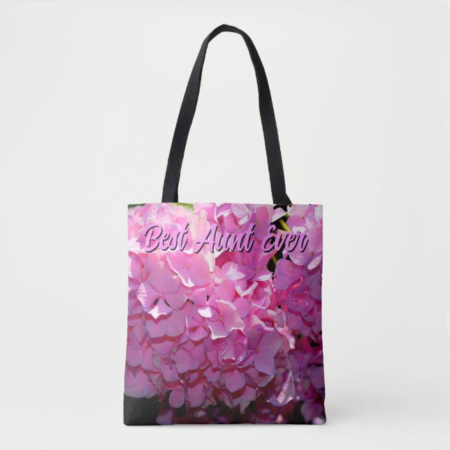 Bolsa Tote Hídrangas elegantes florais cor-de-rosa romântico (Frente)
