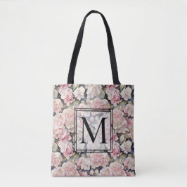 Bolsa Tote Hídrangas florais de cor-de-água rosa Elegante
