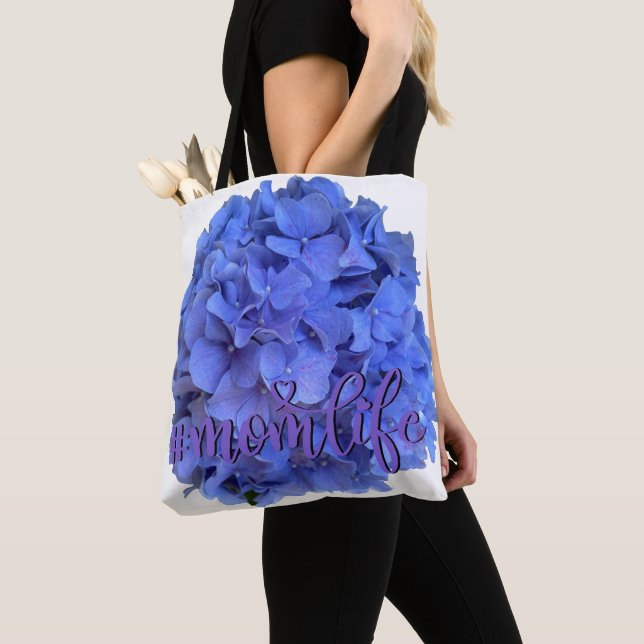 Bolsa Tote Hídrangas florais do periwinkle azul Elegante (Close Up)