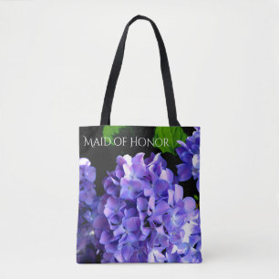 Bolsa Tote Hídrangas florais roxas profundas Elegantes