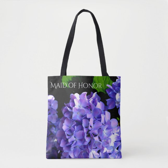 Bolsa Tote Hídrangas florais roxas profundas Elegantes (Frente)