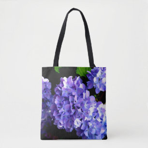 Bolsa Tote Hídrangas florais roxas profundas Elegantes
