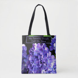 Bolsa Tote Hídrangas florais roxas profundas Elegantes