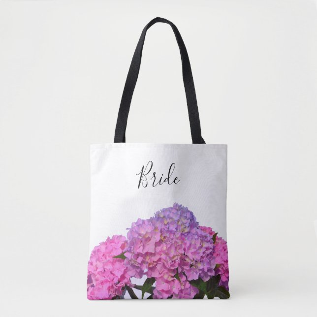 Bolsa Tote Hídrangas florais roxas púrpuras Elegantes (Frente)