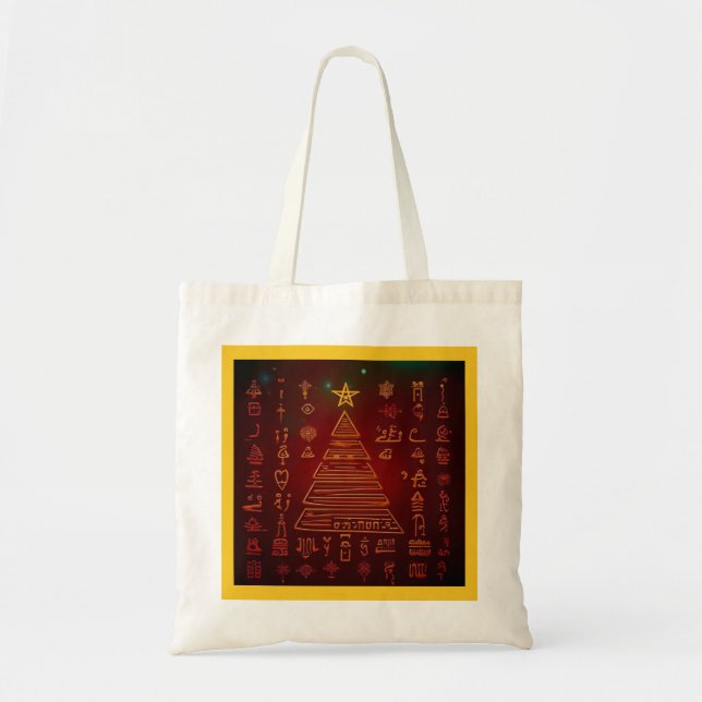 Bolsa Tote Hieroglifos Egípcios do Natal 1 (Frente)
