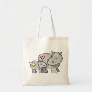 Bolsa Tote Hipopótamo da mãe e do bebê