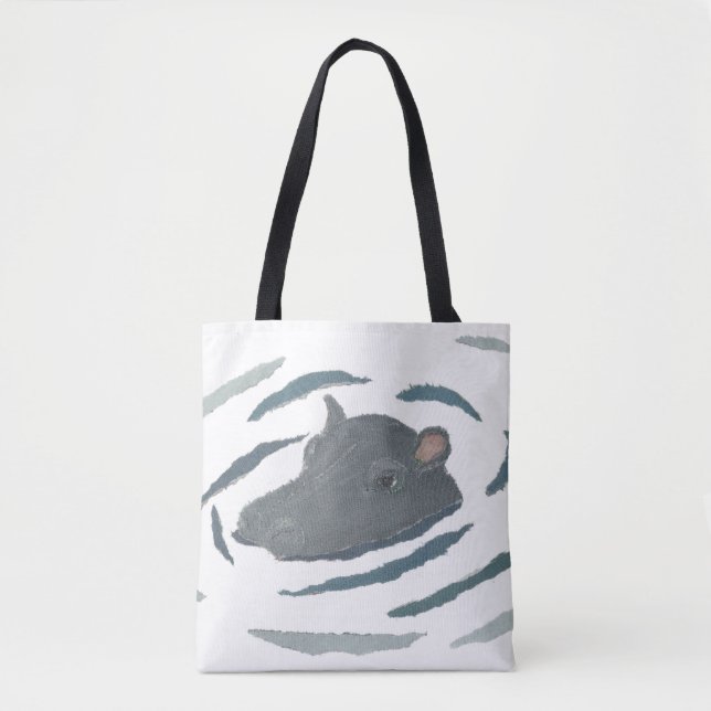 Bolsa Tote Hipopótamo, Hippopotamus, animais selvagens, (Frente)