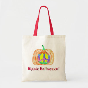 Bolsa Tote Hippie Halloween - Sinal de Paz de Pumpkin Sinal T