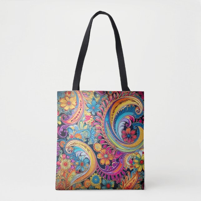 Bolsa Tote Hippie Paisley Neon (Frente)