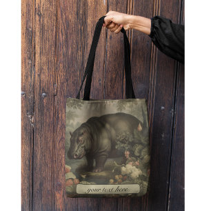 Bolsa Tote Hippo Botânico Vintage, personalizável