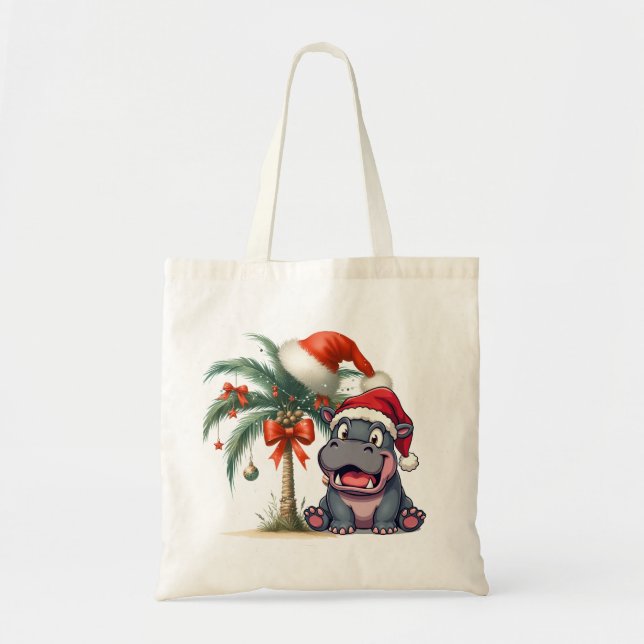 Bolsa Tote Hippo Christmas temed (Frente)