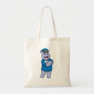 Bolsa Tote Hippo como agente da polícia com chapéu da polícia