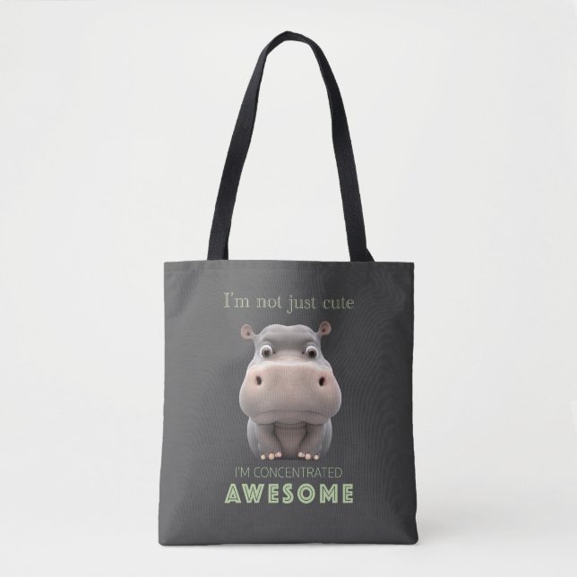 Bolsa Tote Hippo Concentrado Incrível Bonito Engraçado Adoráv (Frente)