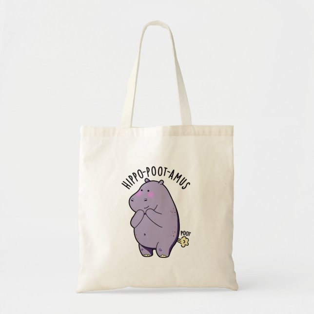 Bolsa Tote Hippo-poot-amus Funny Farting Hippo Pun (Frente)