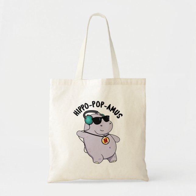 Bolsa Tote Hippo-pop-amus Funny Pop Music Hippo Pun  (Frente)
