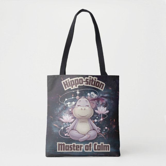 Bolsa Tote Hippo-sition - Mestre de Calm Zen Design (Frente)