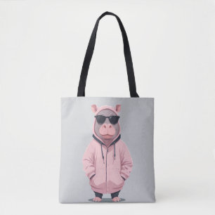 Bolsa Tote Hippopotamus Vestindo Hoodie Funny Legal Pop