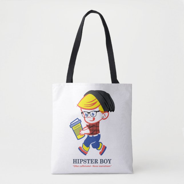 Bolsa Tote Hipster Boy - Ilustração de paródia (Frente)