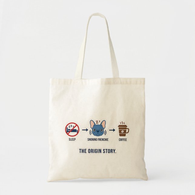 Bolsa Tote História Divertida do Café Frenchie para Mãe de Ca (Frente)
