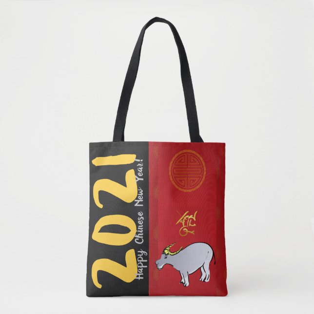 Bolsa Tote História em quadrinhos tradicional chinês Ox ano 2 (Frente)