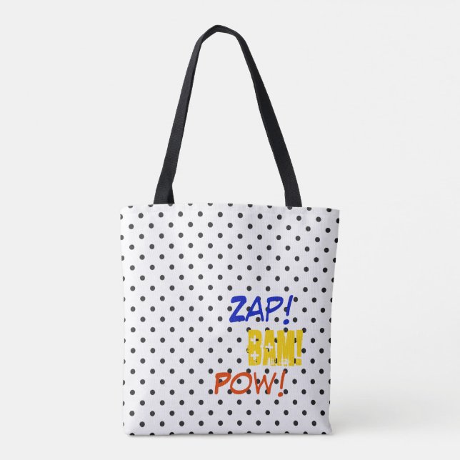 Bolsa Tote História em quadrinhos Zap! Bam! Pow! Super-herói  (Verso)