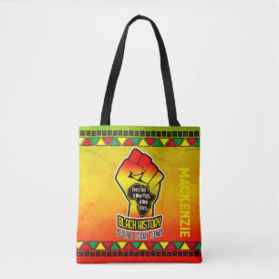 Bolsa Tote História Negra com África Mapa e Punho no Grunge