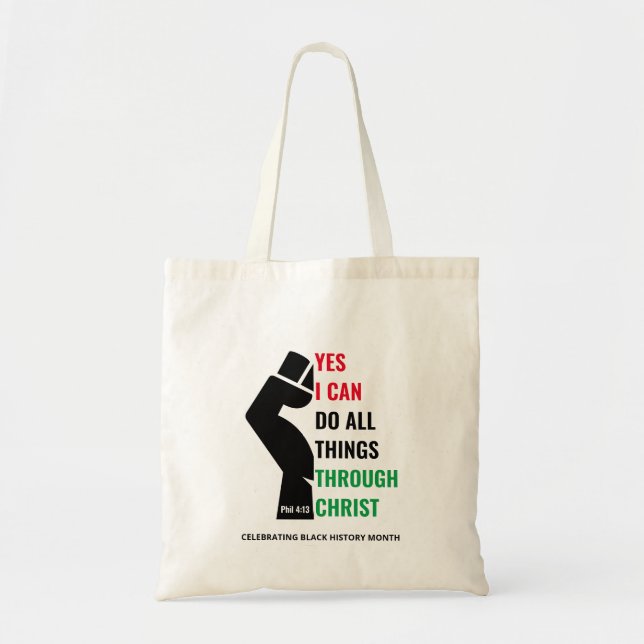 Bolsa Tote História Negra Mês Cristão YES I CAN (Frente)