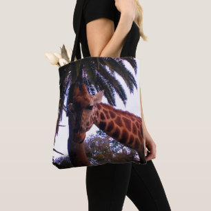 Bolsa Tote Histórias da Girafa Alta Sob a Palmeira,