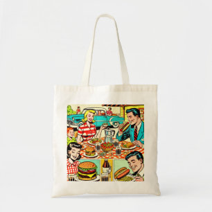 Bolsa Tote Histórias em quadrinhos de Comida da família feliz