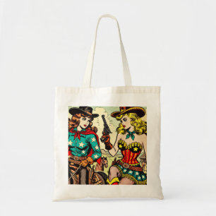 Bolsa Tote Histórias em quadrinhos Vintage Western Cowgirl