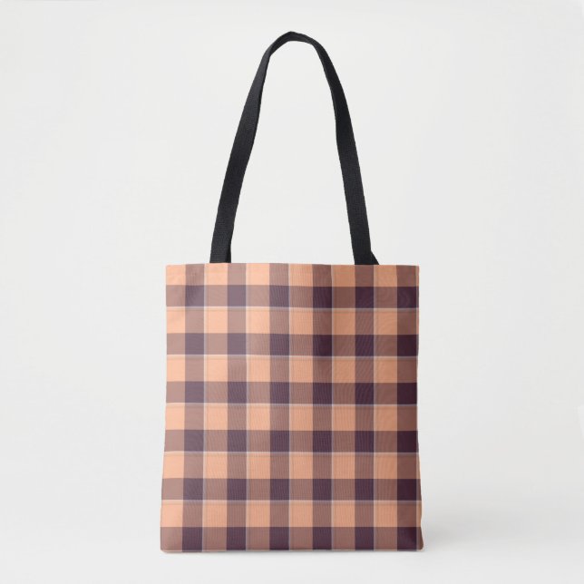 Bolsa Tote Hit Pink and Livid Brown Plaid (Frente)