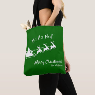 Bolsa Tote Ho Ho Feliz Natal com Papais noeis, Verde