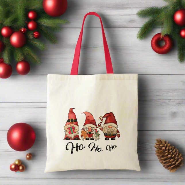 Bolsa Tote Ho Ho Ho! Feliz Natal dos Gnomos Nórdicos (Criador carregado)