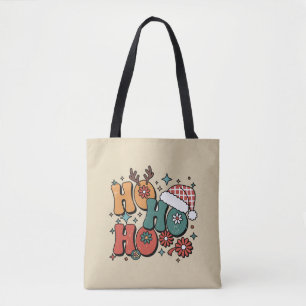 Bolsa Tote Ho Ho Ho Natal Cabeludo Xmas Chapéu do Papai Noel