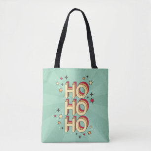 Bolsa Tote Ho ho ho natal texto sazonal e estrelas