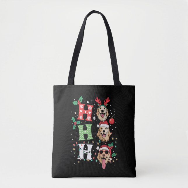 Bolsa Tote Ho Ho Ho Retrievers Golden Xmas (Frente)