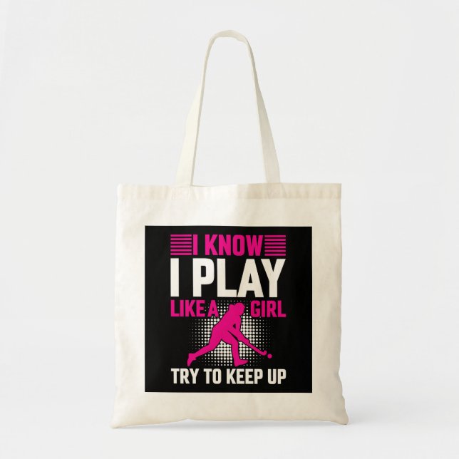 Bolsa Tote Hockey Play Like a Girl (Frente)