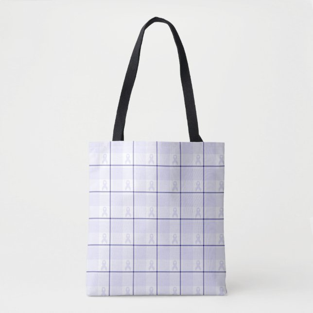 Bolsa Tote Hodgkin's Lymphoma Awareness Plaid Lavender Ribbon (Frente)