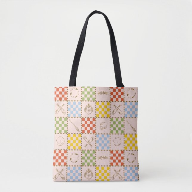 Bolsa Tote HOGWARTS™ QUIDDITCH™ Team Checker Pattern (Frente)