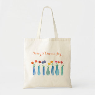 Bolsa Tote Hoje Escolho Joy Watercolor Rose Bouquet